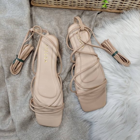 Gladiator and Lace Up Sandals (Brand New) in Beige color - Picture 3 of 3